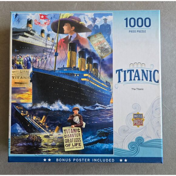 MasterPieces Titanic 1000 pc Steve Crisp Complete Ocean Liner Preowned - Picture 1 of 6